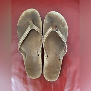Rainbow Sandals flip flops with crystals . Women’s 9  used condition